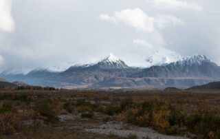 Autumn view of the Chugach Mountains near Anchorage, Alaska